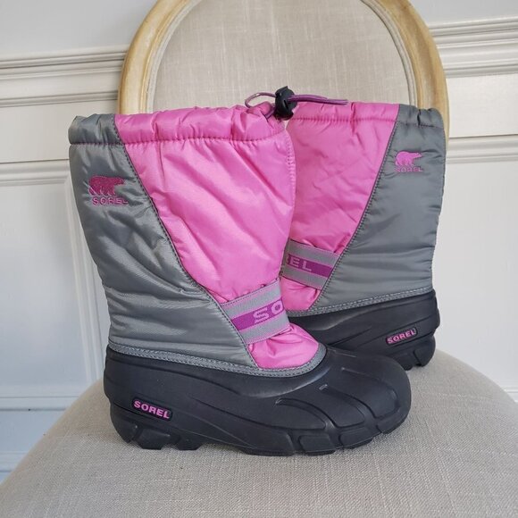 NEW SOREL Big Girl Sz 6 Pink Grey Cub Waterproof Insulated Duck Snow Winter Boot - Picture 6 of 14